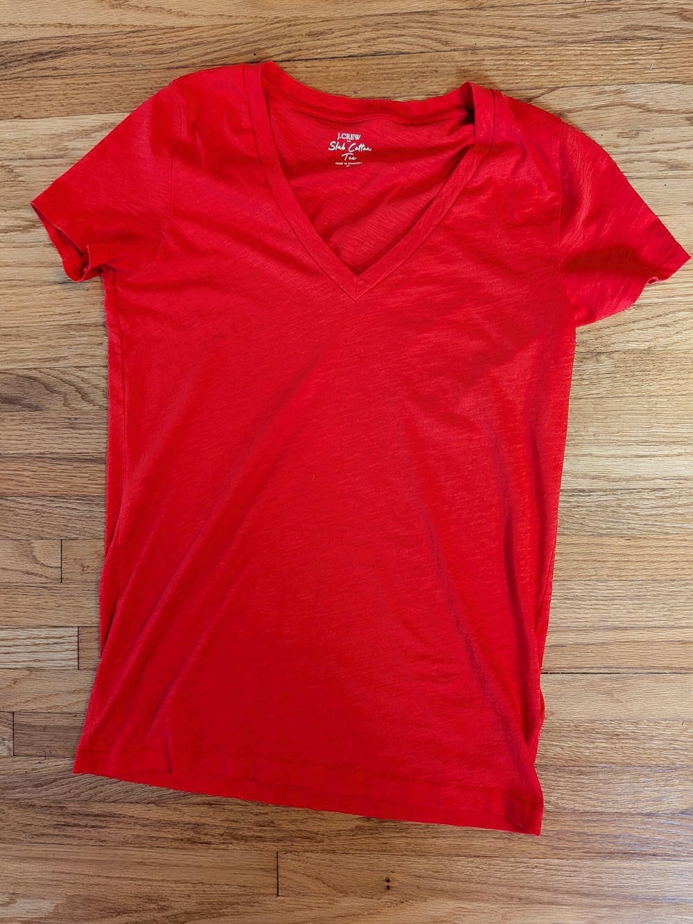 J. Crew Factory Red Slub Cotton V-Neck Short-Sleeve Tee
